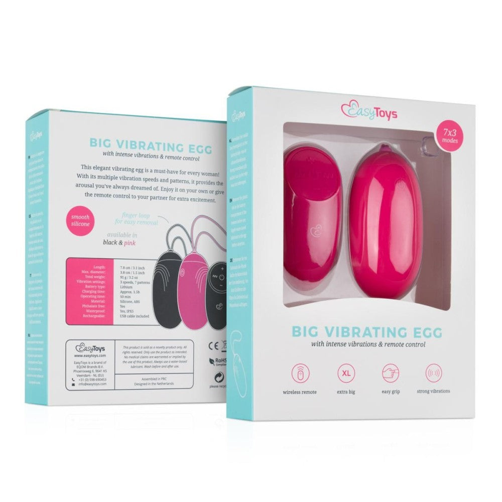 Large rechargeable vibrating silicone egg Big Egg XL pink