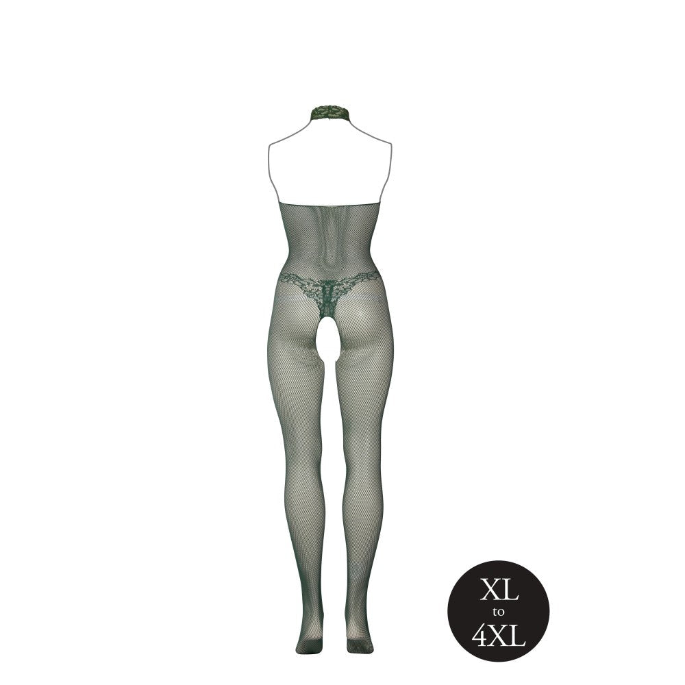 Le Desir Green Crotchless Mesh One Piece Bodysuit