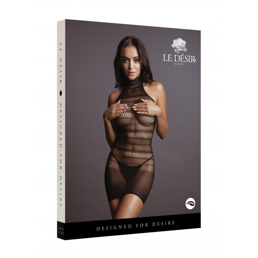 Le Desir Halter Neck Elegant Mesh Dress Black