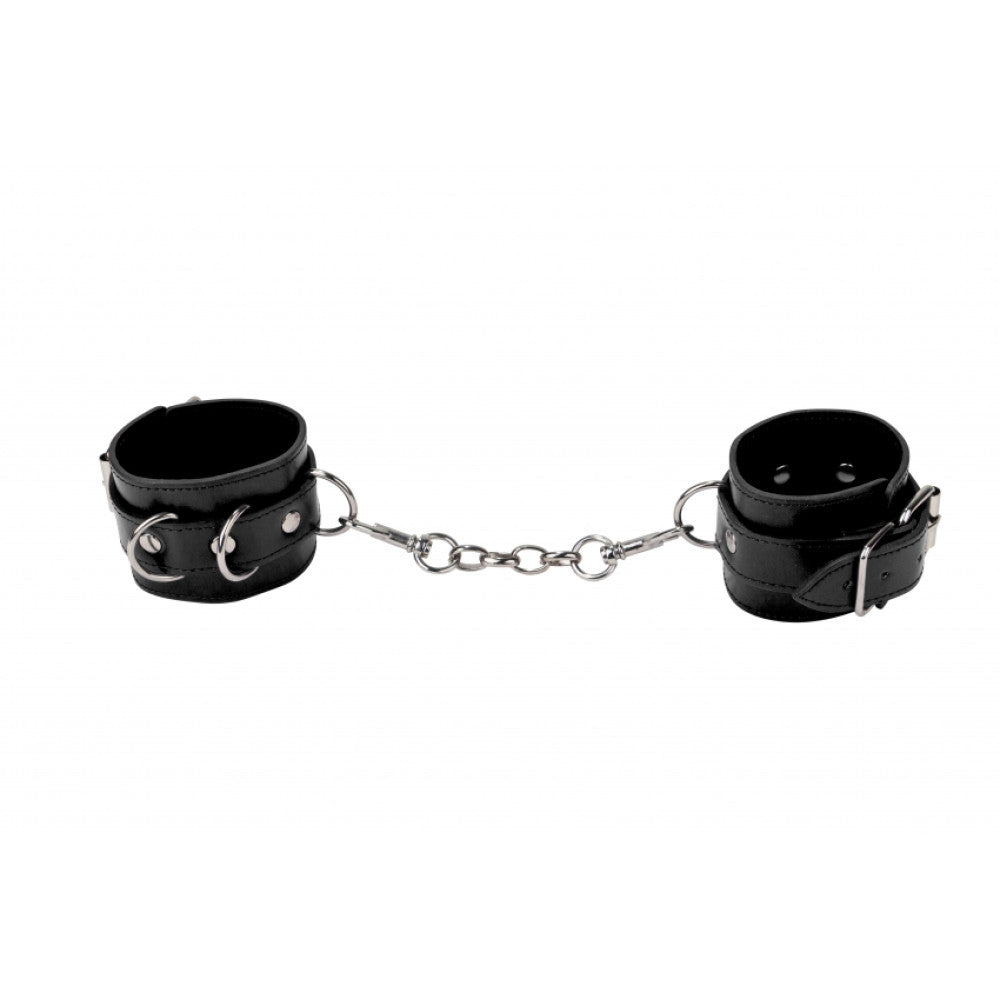 Leather Handcuffs BDSM Ouch Black