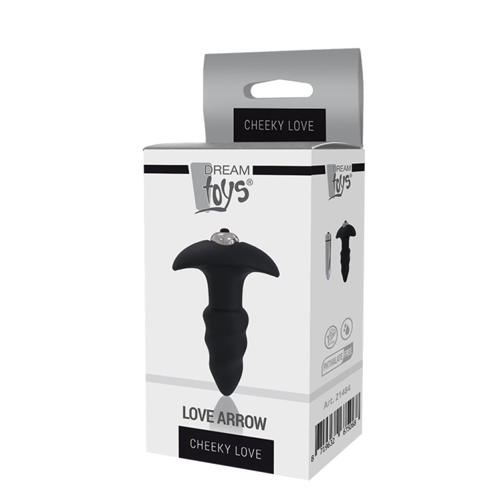 Love Arrow Silicone Vibrating Butt Plug Black