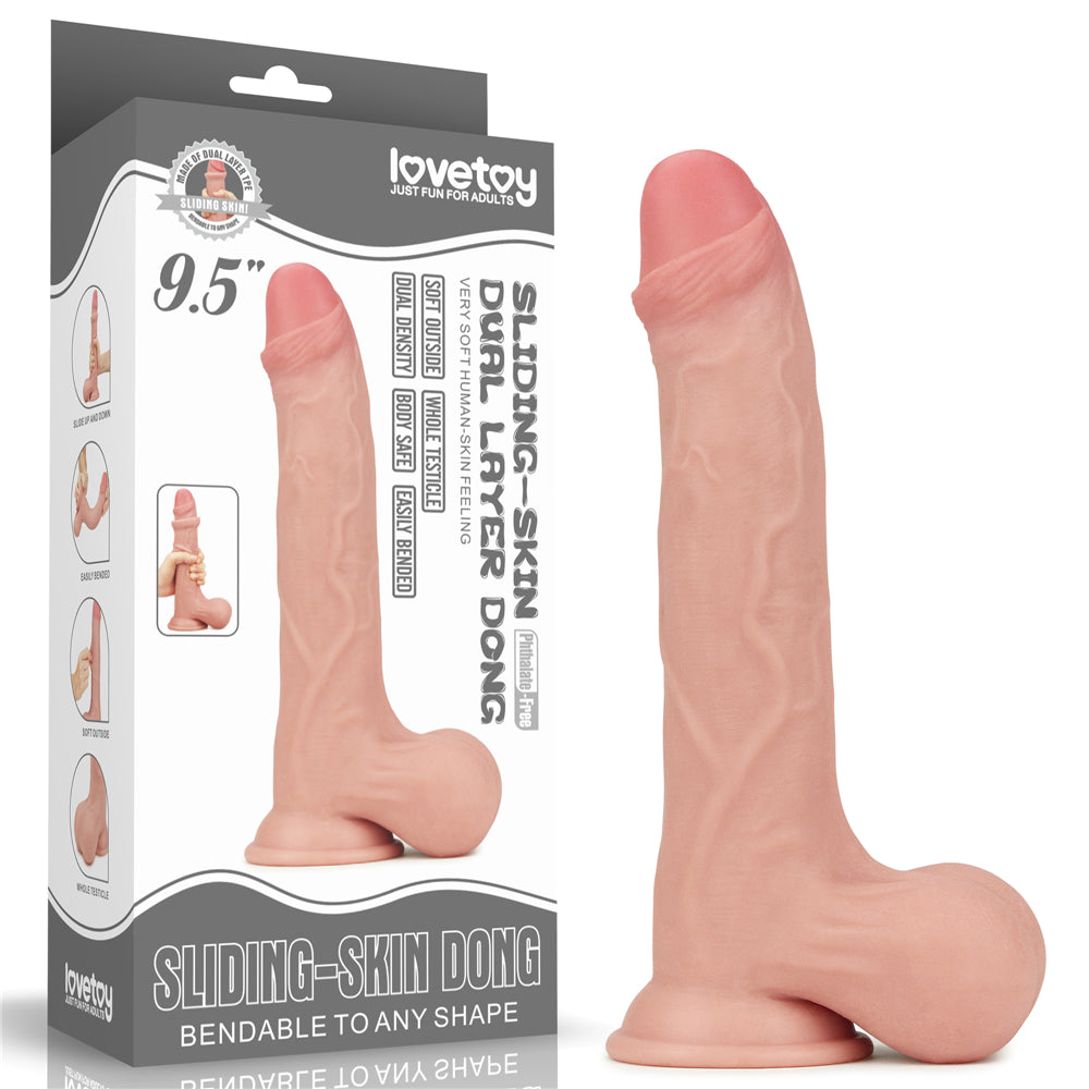 Love Toy Sliding Skin 9.5" Double Layer Realistic Dildo