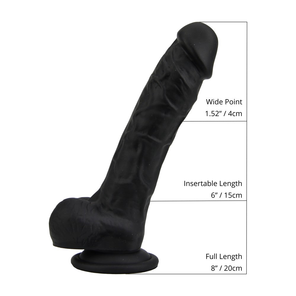 Loving Joy 8" Realistic Silicone Testicle Dildo Black