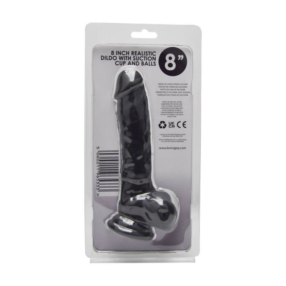 Loving Joy 8" Realistic Silicone Testicle Dildo Black