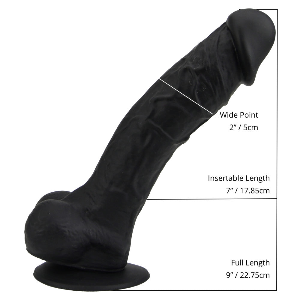 Loving Joy 9" Realistic Silicone Testicle Dildo Black