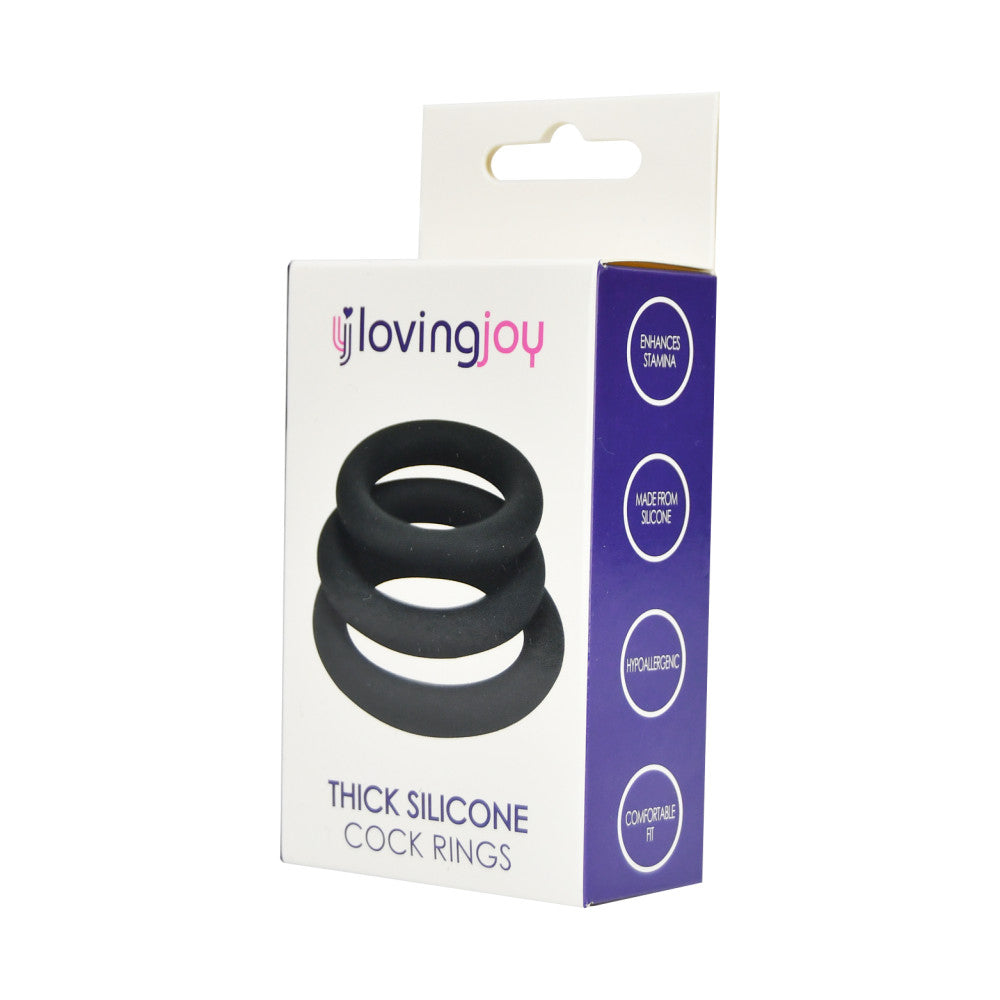 Loving Joy silicone penis ring set black