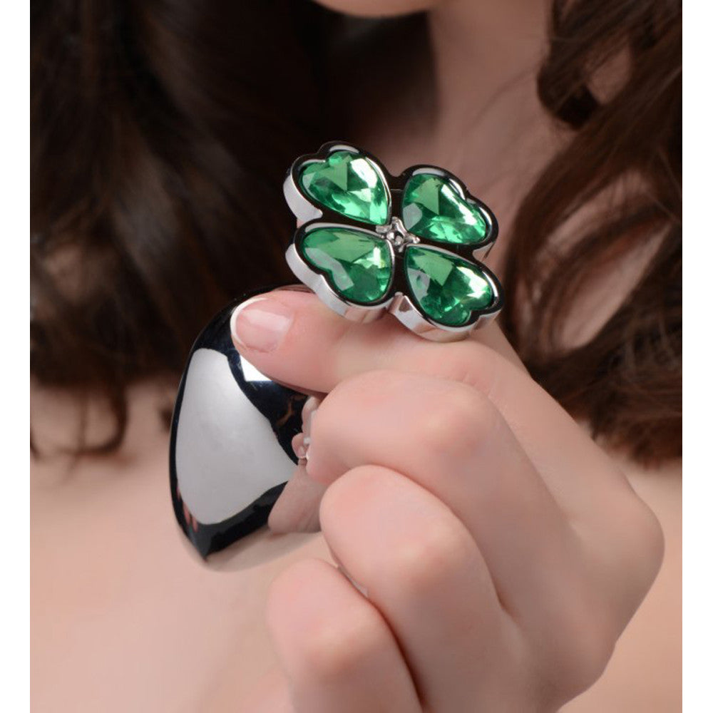 Lucky Clover Green Crystal Jewel Metal Butt Plug