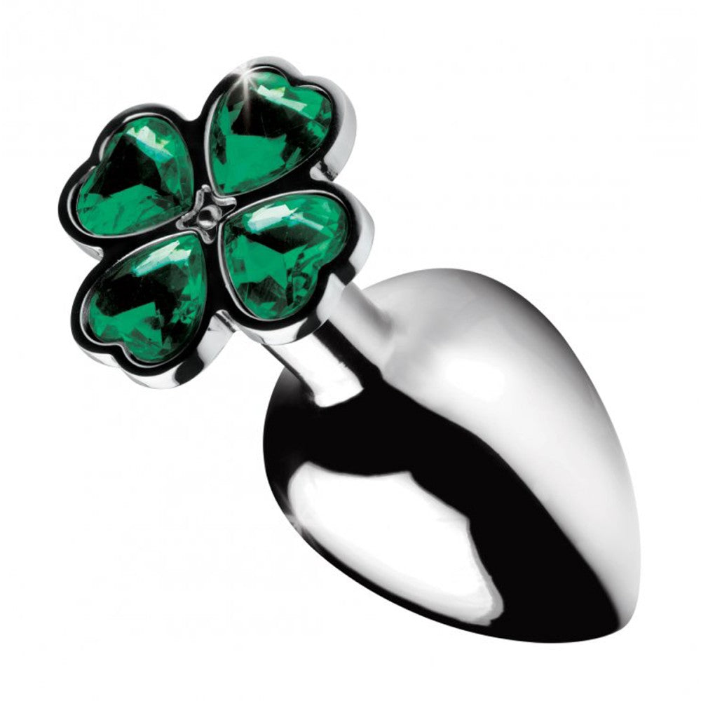 Lucky Clover Green Crystal Jewel Metal Butt Plug