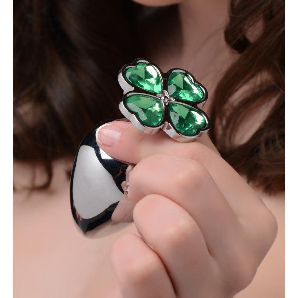 Lucky Clover Large Metal Jewel Butt Plug