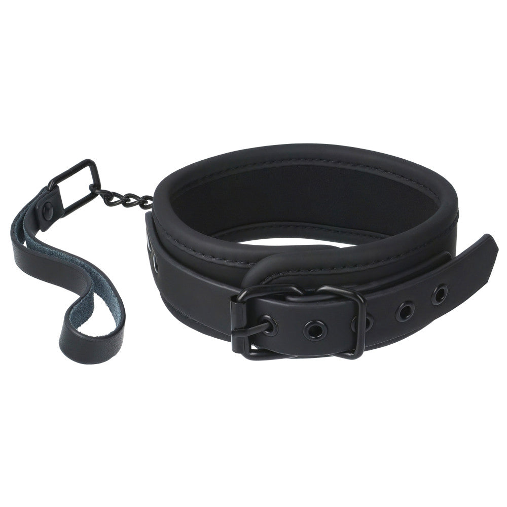 Luxury collar with leash Blaze black