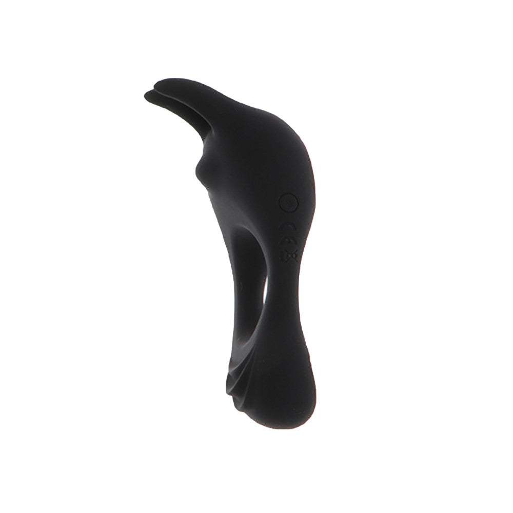 Luxury vibrating penis ring made of silicone with Lotus clitoris stimulator