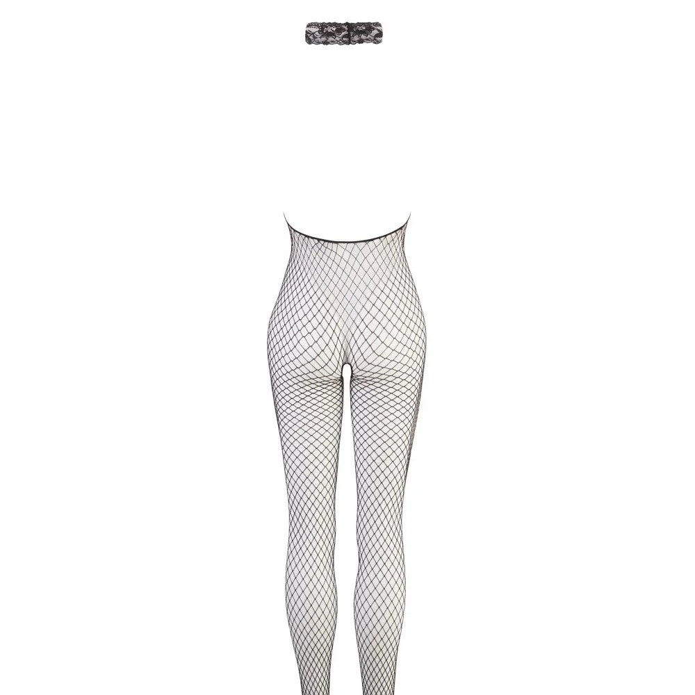 Mandy Mystery Halter Neck Open Bottom Mesh Bodysuit