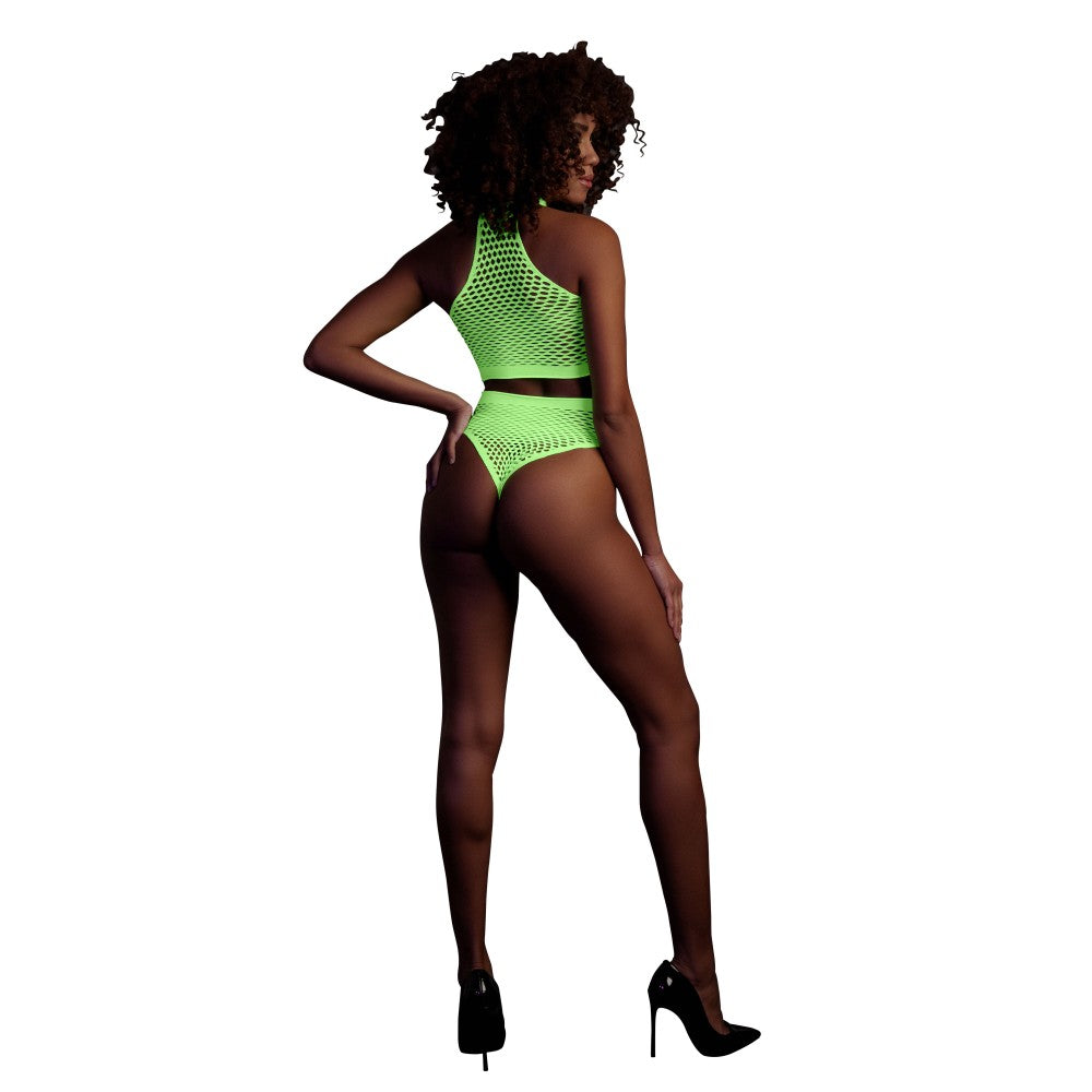 Mesh 2 Piece Set Ouch! Glow In The Dark neon green