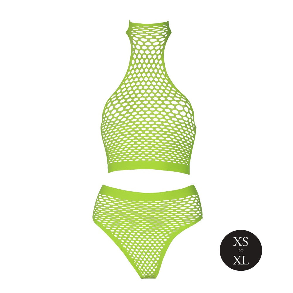 Mesh 2 Piece Set Ouch! Glow In The Dark neon green