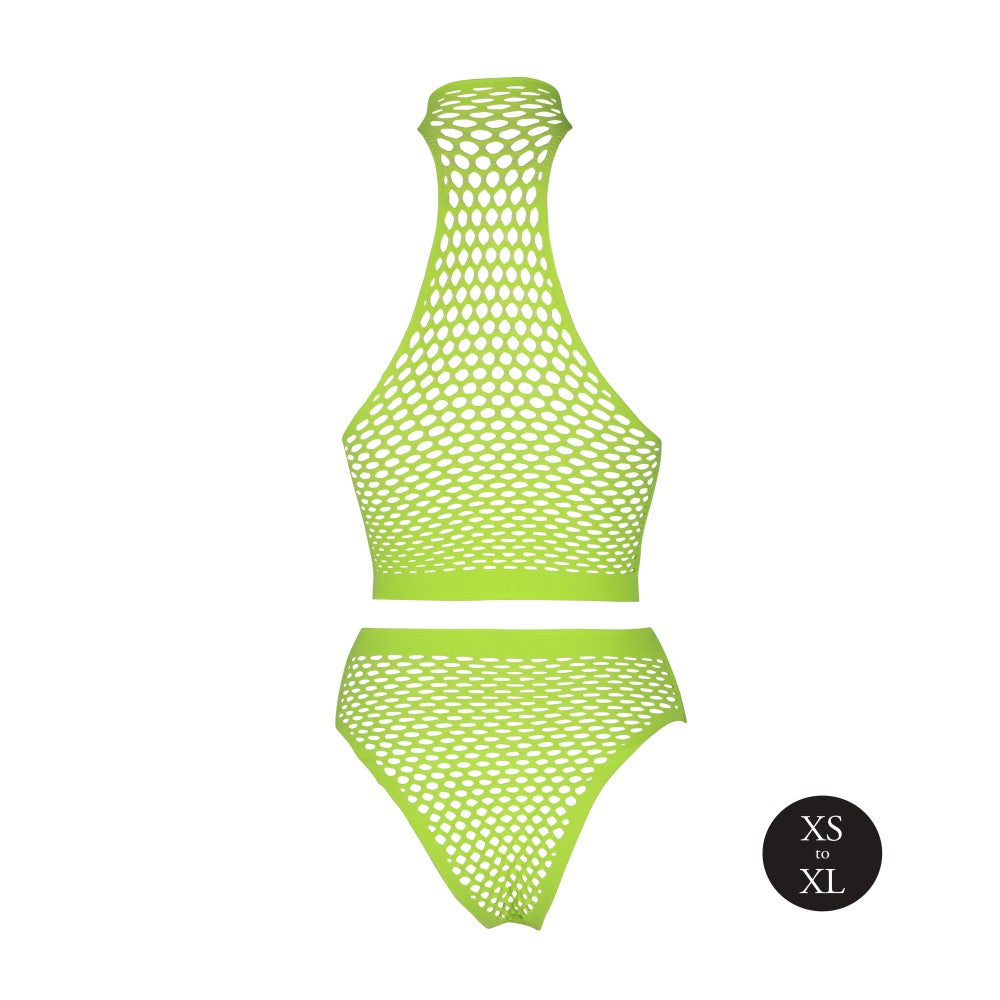 Mesh 2 Piece Set Ouch! Glow In The Dark neon green