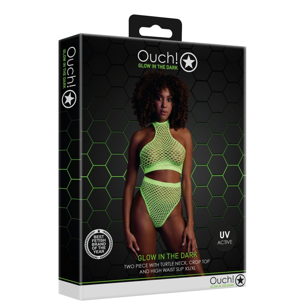 Mesh 2 Piece Set Ouch! Glow In The Dark neon green