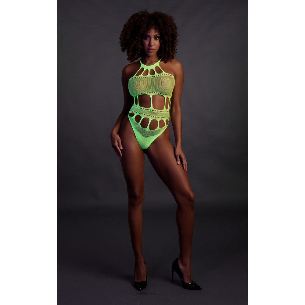 Mesh bodysuit Ouch! Glow In The Dark neon green