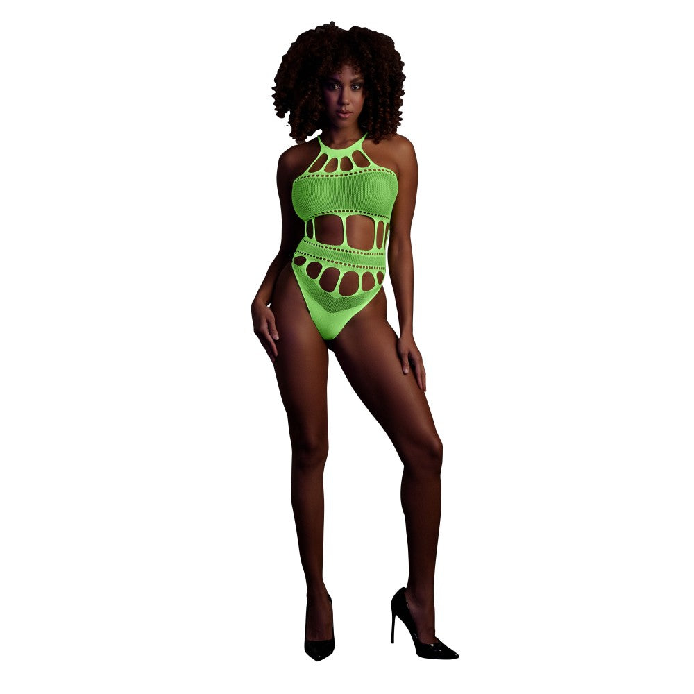 Mesh bodysuit Ouch! Glow In The Dark neon green