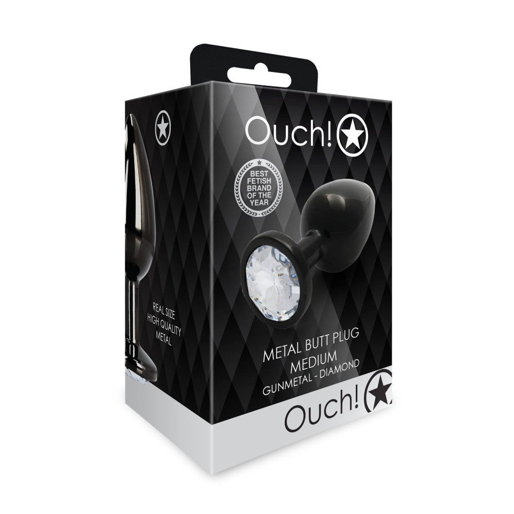 Metal Anal Plug with Crystal Ouch! M black