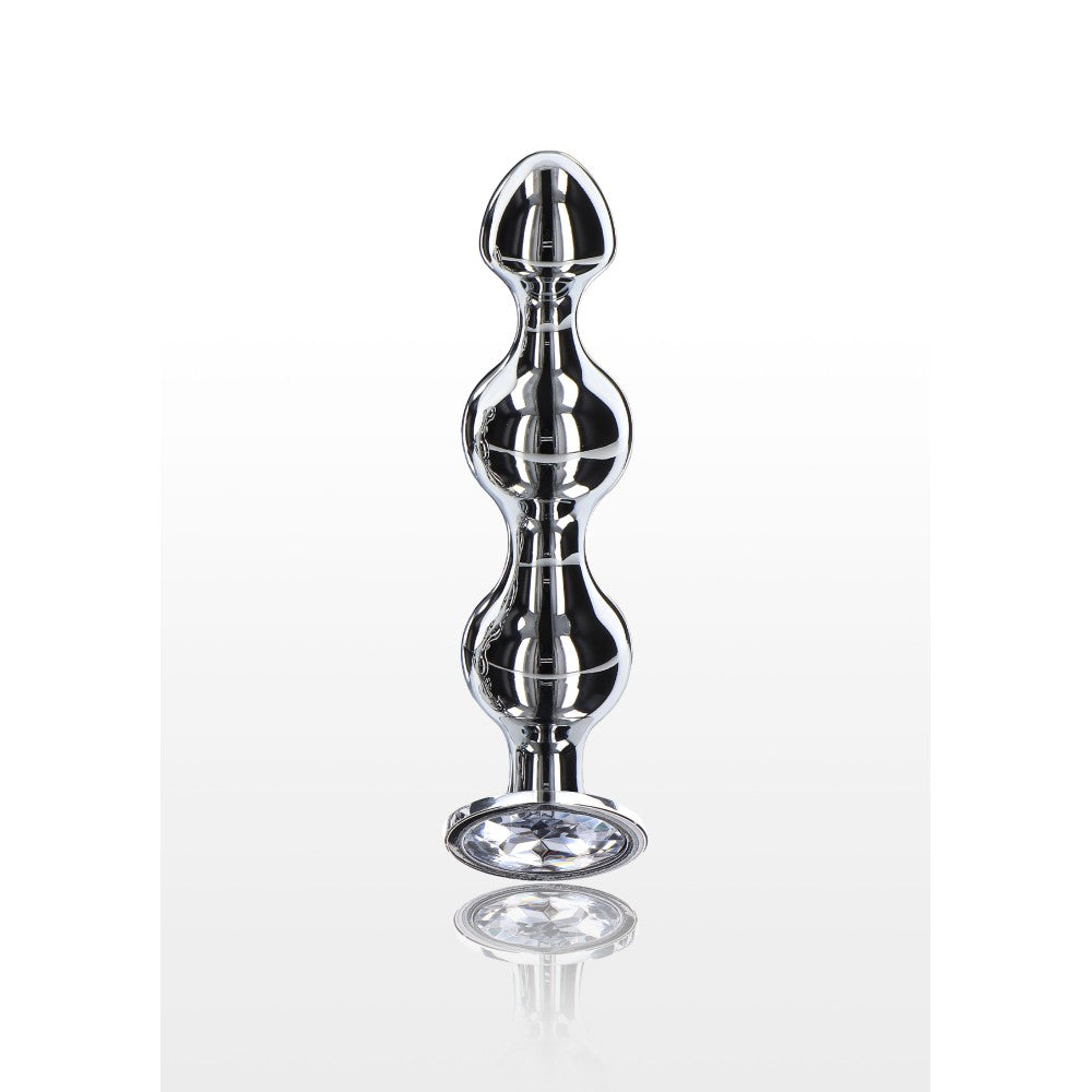 Metal Anal Toy with Clear Crystal Diamond Star Beads L