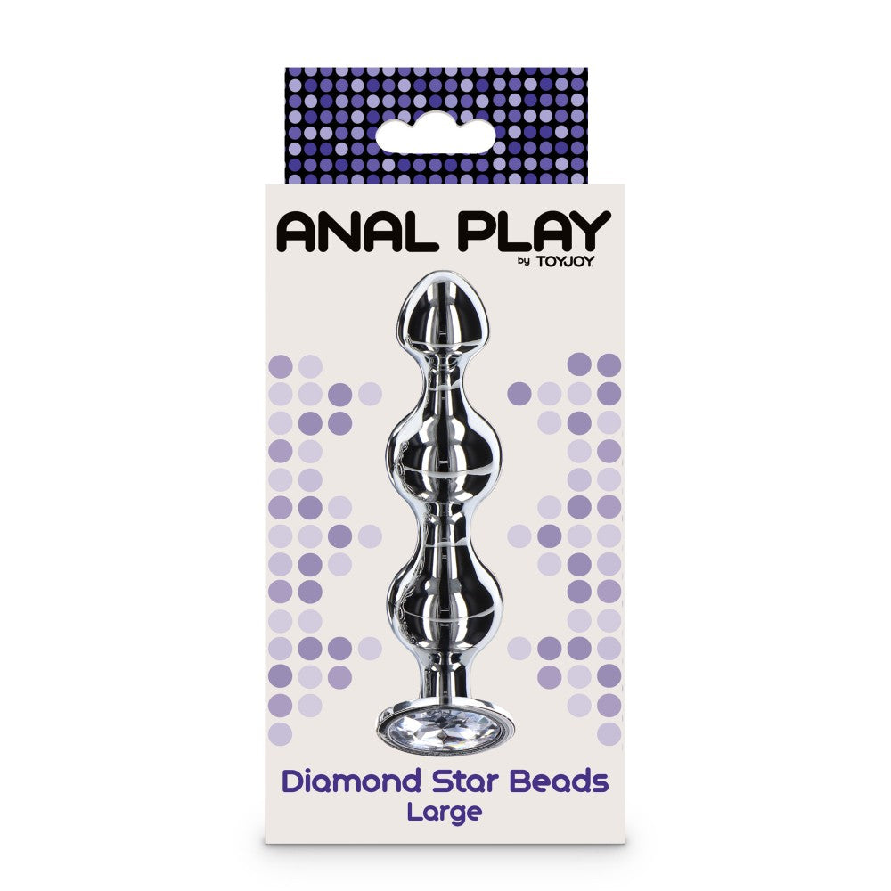 Metal Anal Toy with Clear Crystal Diamond Star Beads L