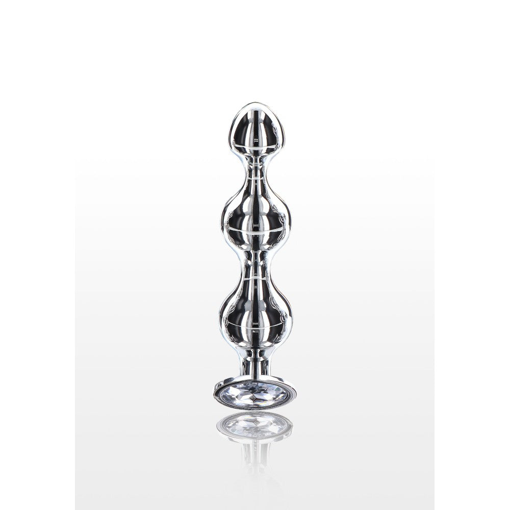 Metal Anal Toy with Clear Crystal Diamond Star Beads M