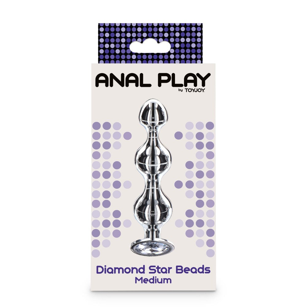 Metal Anal Toy with Clear Crystal Diamond Star Beads M