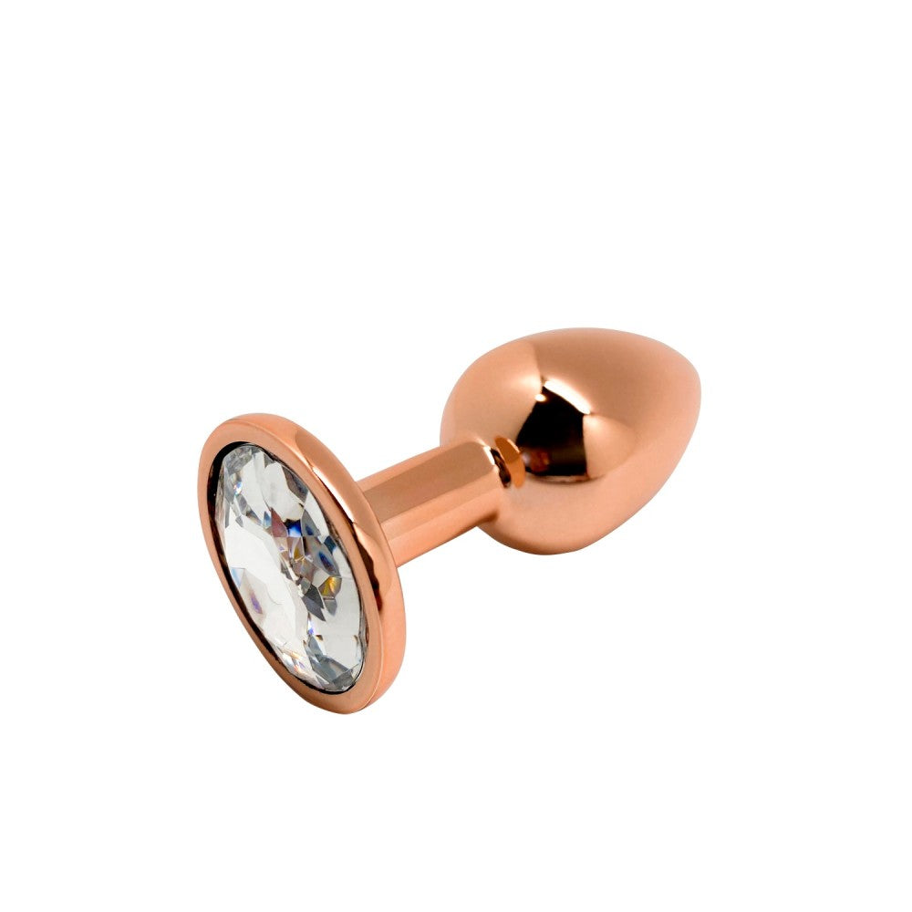 Metal Butt Plug With Clear Crystal Tralalo Gold