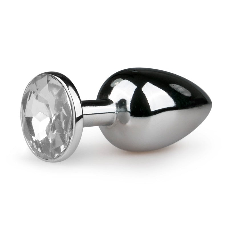 Metal Butt Plug in silver with Precious Crystal Sml