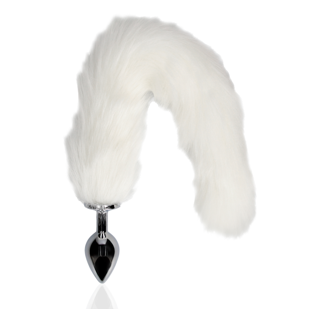 Ouch! Metal Butt Plug with Fluffy White Fox Tail