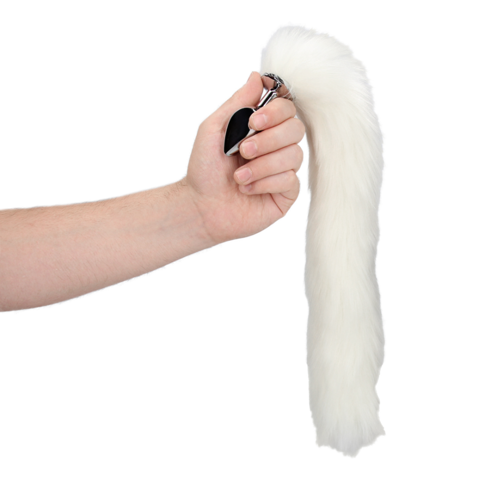 Ouch! Metal Butt Plug with Fluffy White Fox Tail