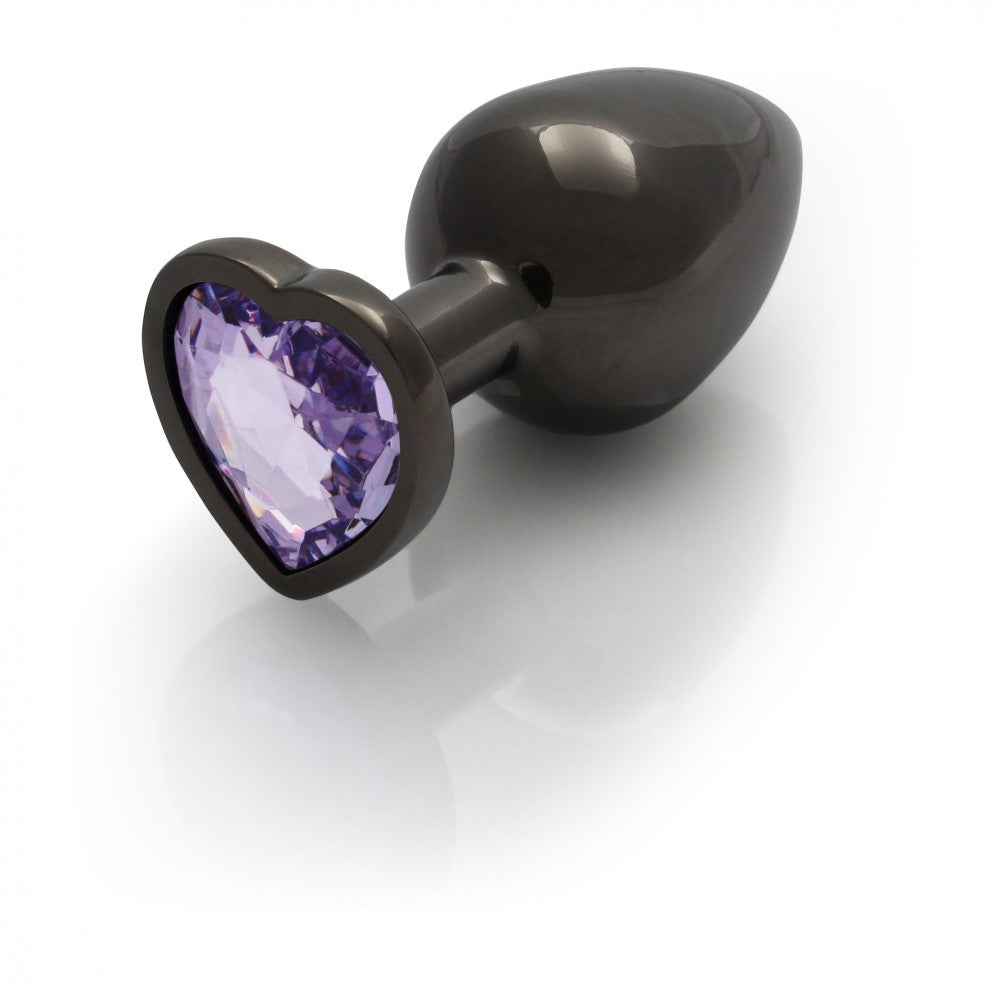 Metal Butt Plug with Purple Crystal Heart Ouch! L