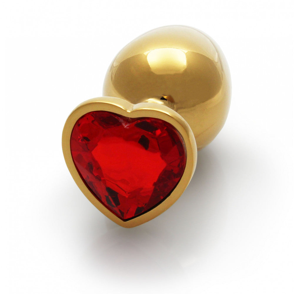 Metal Butt Plug with Red Crystal Heart Ouch! Ruby L golden