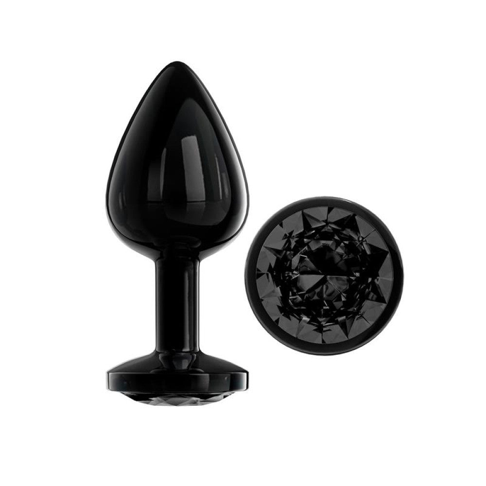 Metal Butt Plug with crystal Blackgem black M