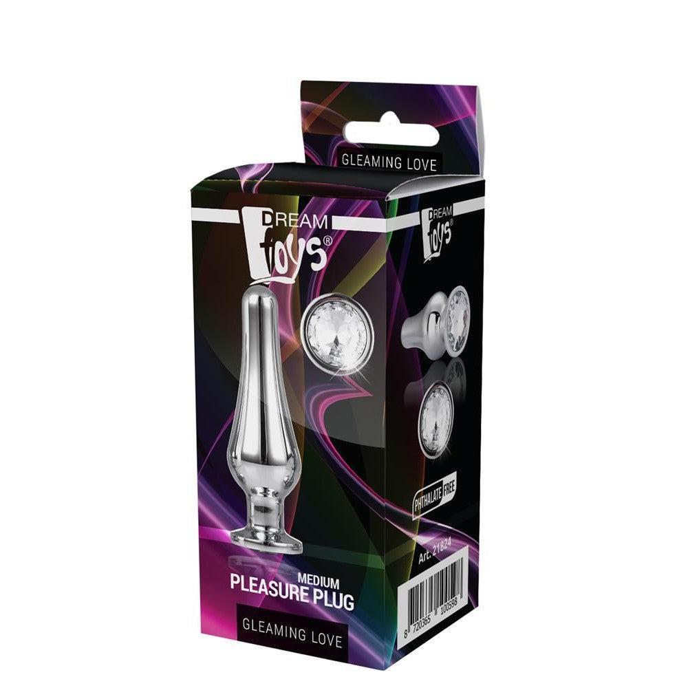 Metal Silver Butt Plug with Crystal M