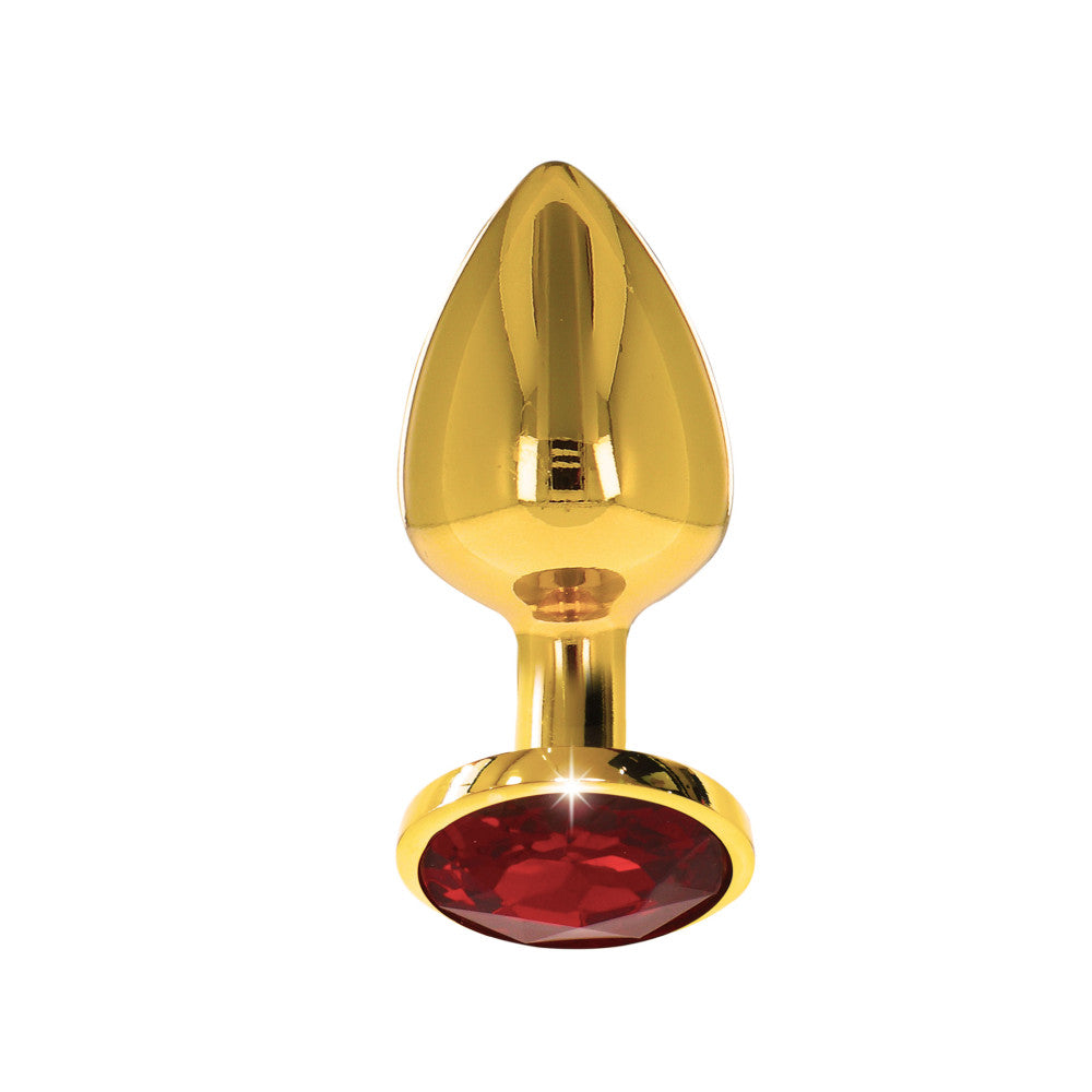 Metal anal dilator in gold with red crystal Taboom M