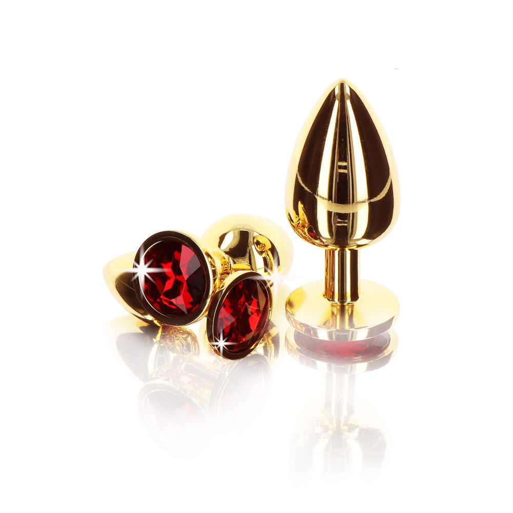 Metal anal dilator in gold with red crystal Taboom M