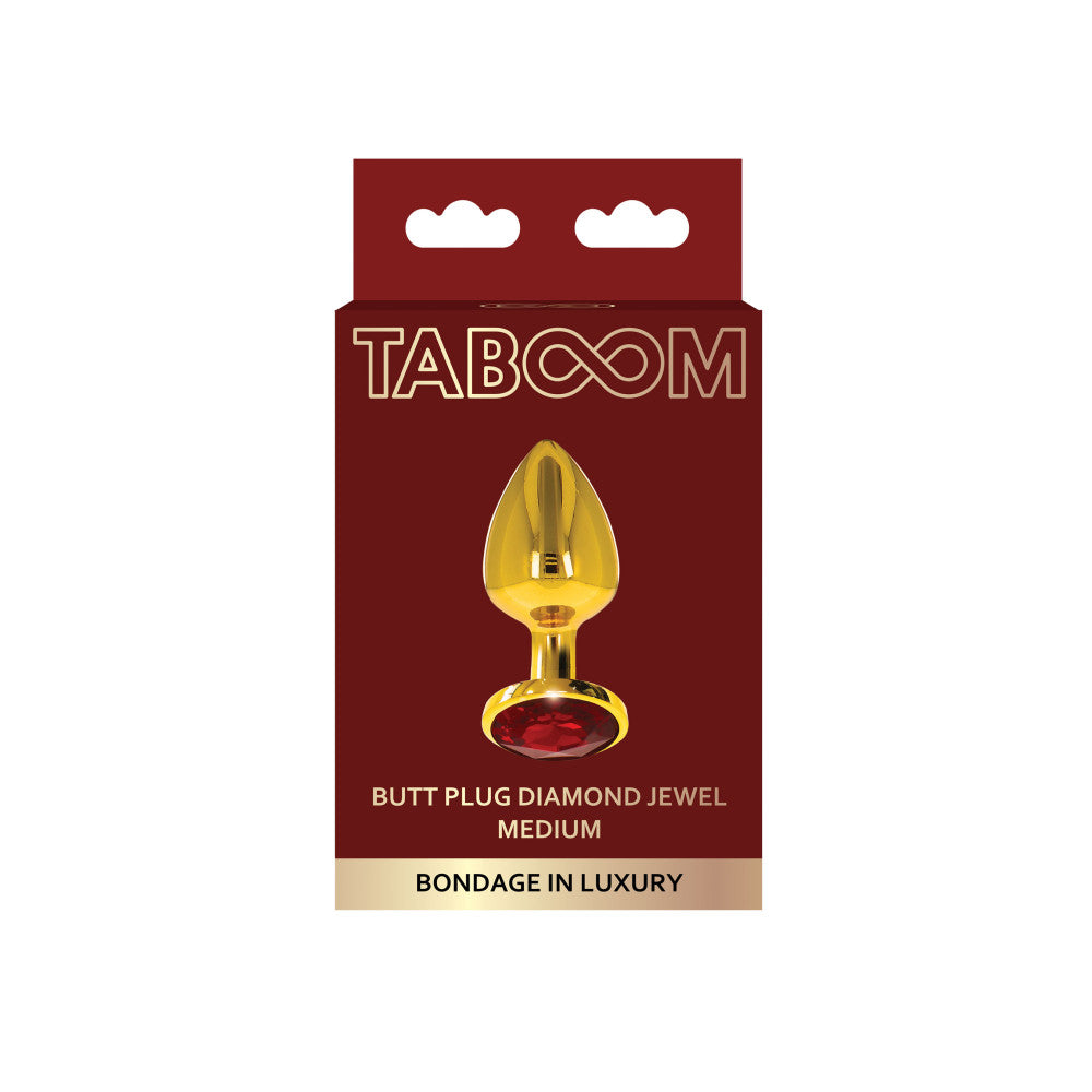 Metal anal dilator in gold with red crystal Taboom M