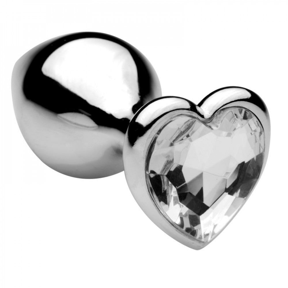 Metal anal dilator in silver with crystal heart T4L M