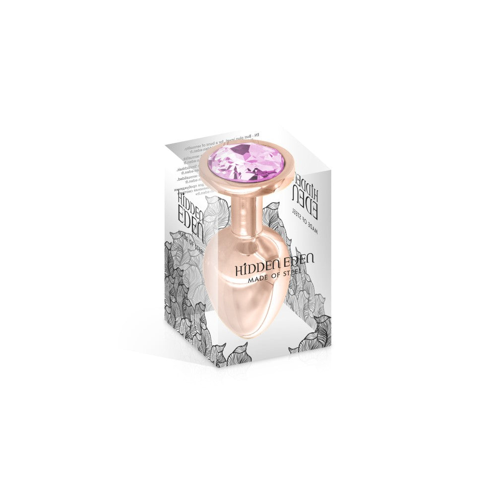 Metal butt plug jewel rose gold with crystal Pink Angel M