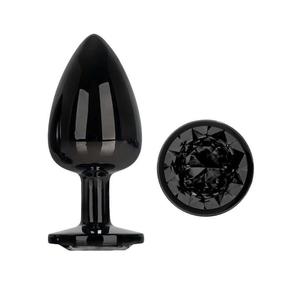 Metal butt plug with crystal Blackgem black