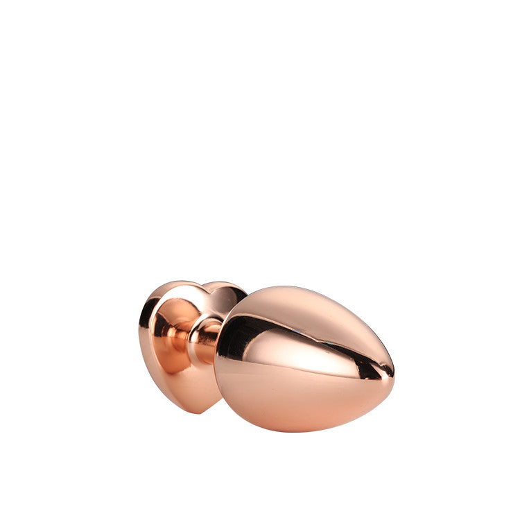 Metal butt plug with pink crystal heart Rose Gold S