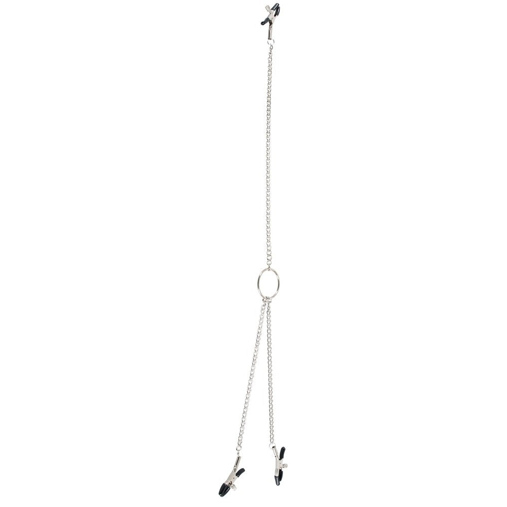 Metal clitoris and nipples clamps with chain BDSM