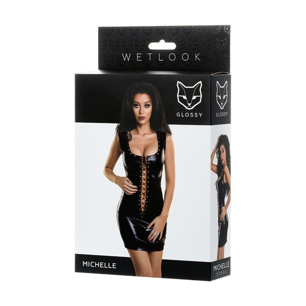 Michelle Wetlook Sexy Corset Mini Dress