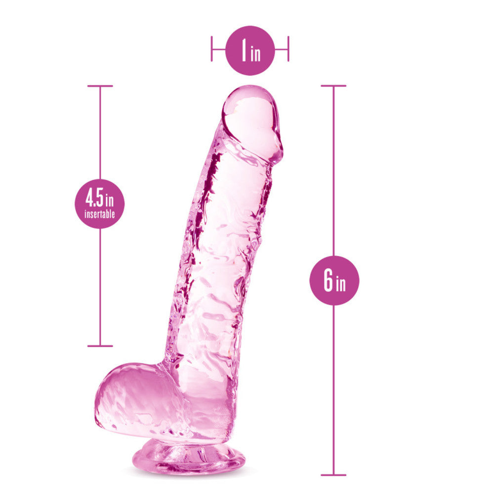 Naturally Yours 6" Pink Small Realistic Testicular Dildo