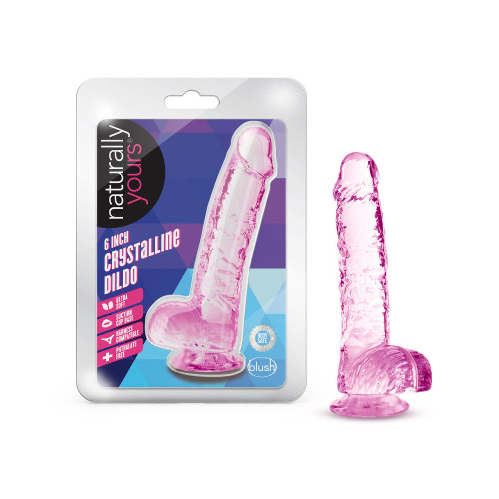 Naturally Yours 6" Pink Small Realistic Testicular Dildo