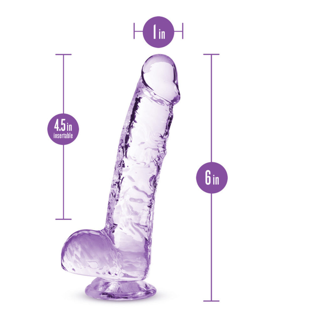 Naturally Yours 6" Purple Small Realistic Testicular Dildo