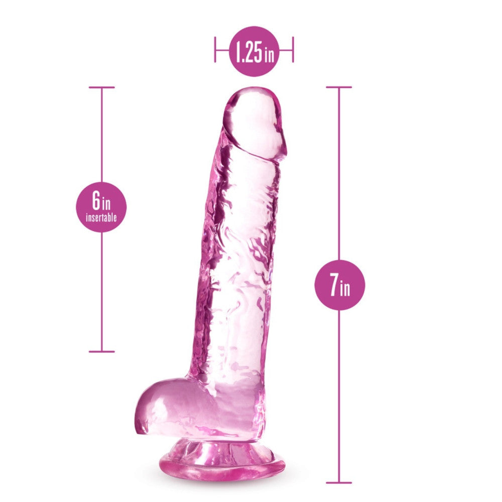 Naturally Yours 7" Pink Realistic Testicle Dildo