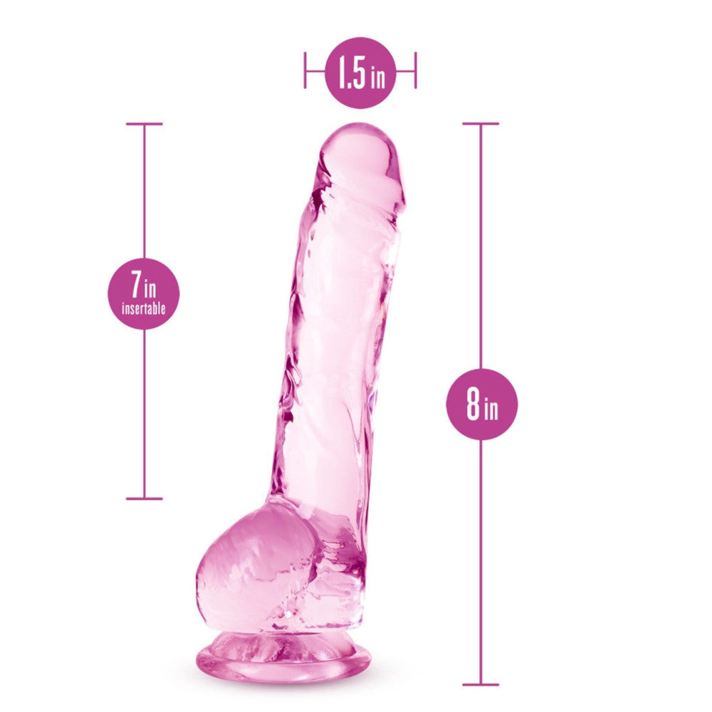 Naturally Yours 8" Clear Pink Jelly Dildo