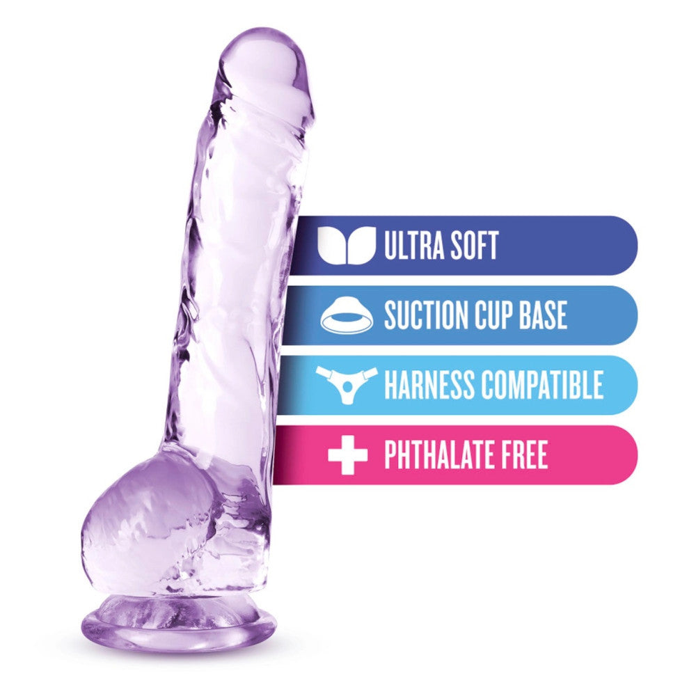 Naturally Yours 8" clear purple jelly dildo